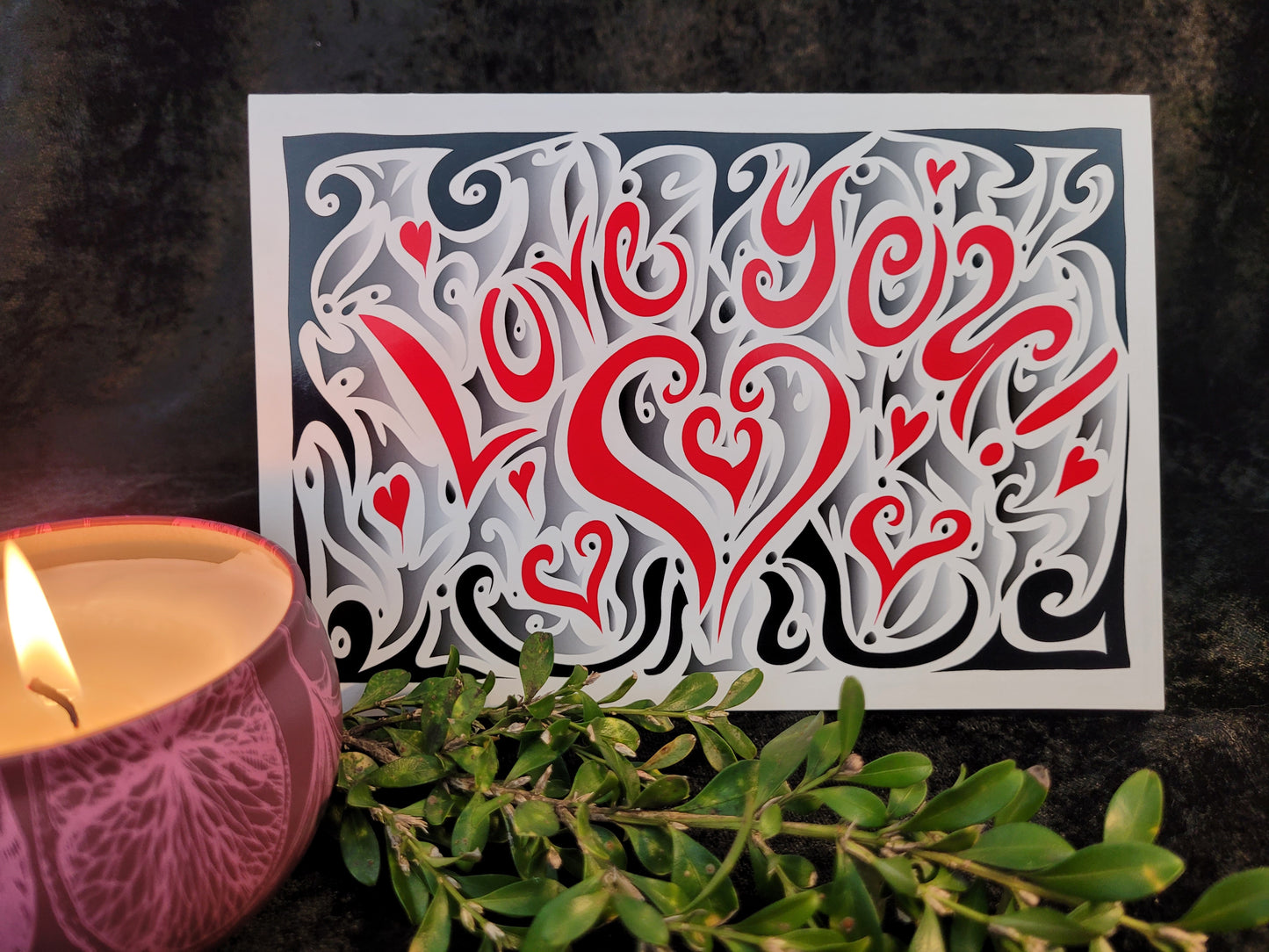 Love You (Red/Black) Greeting Card