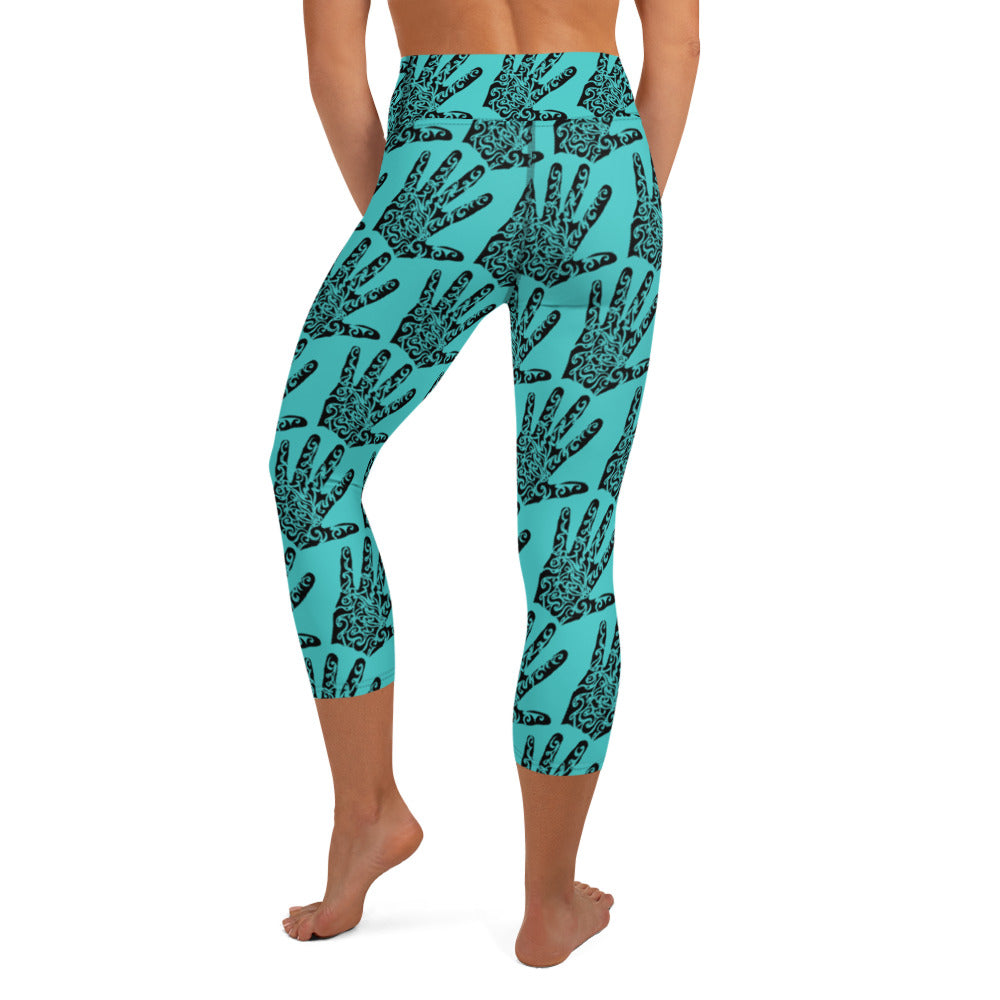 Yoga Capri Leggings - Handprint