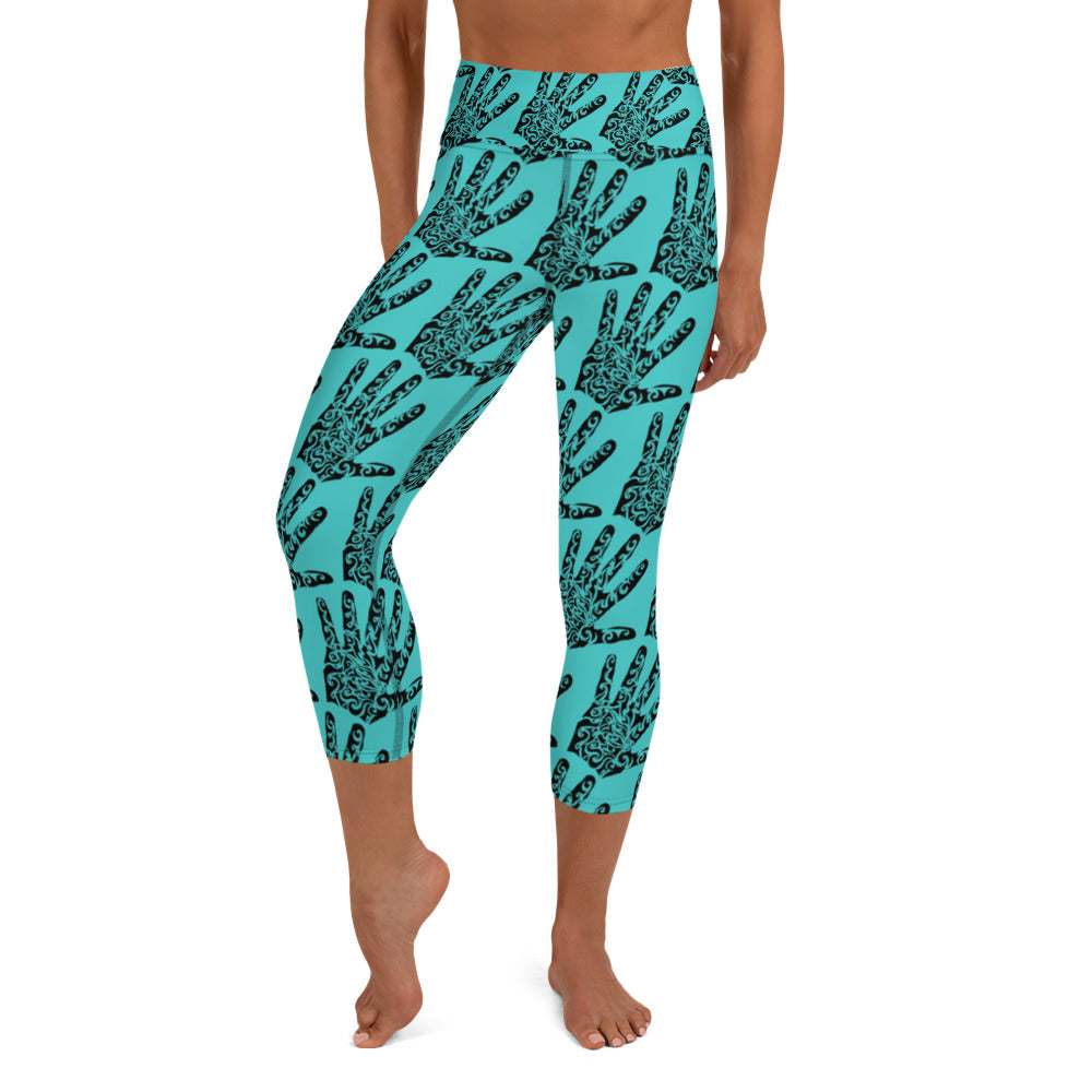 Yoga Capri Leggings - Handprint