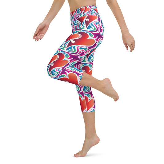 Yoga Capri Leggings - Two Hearts Design