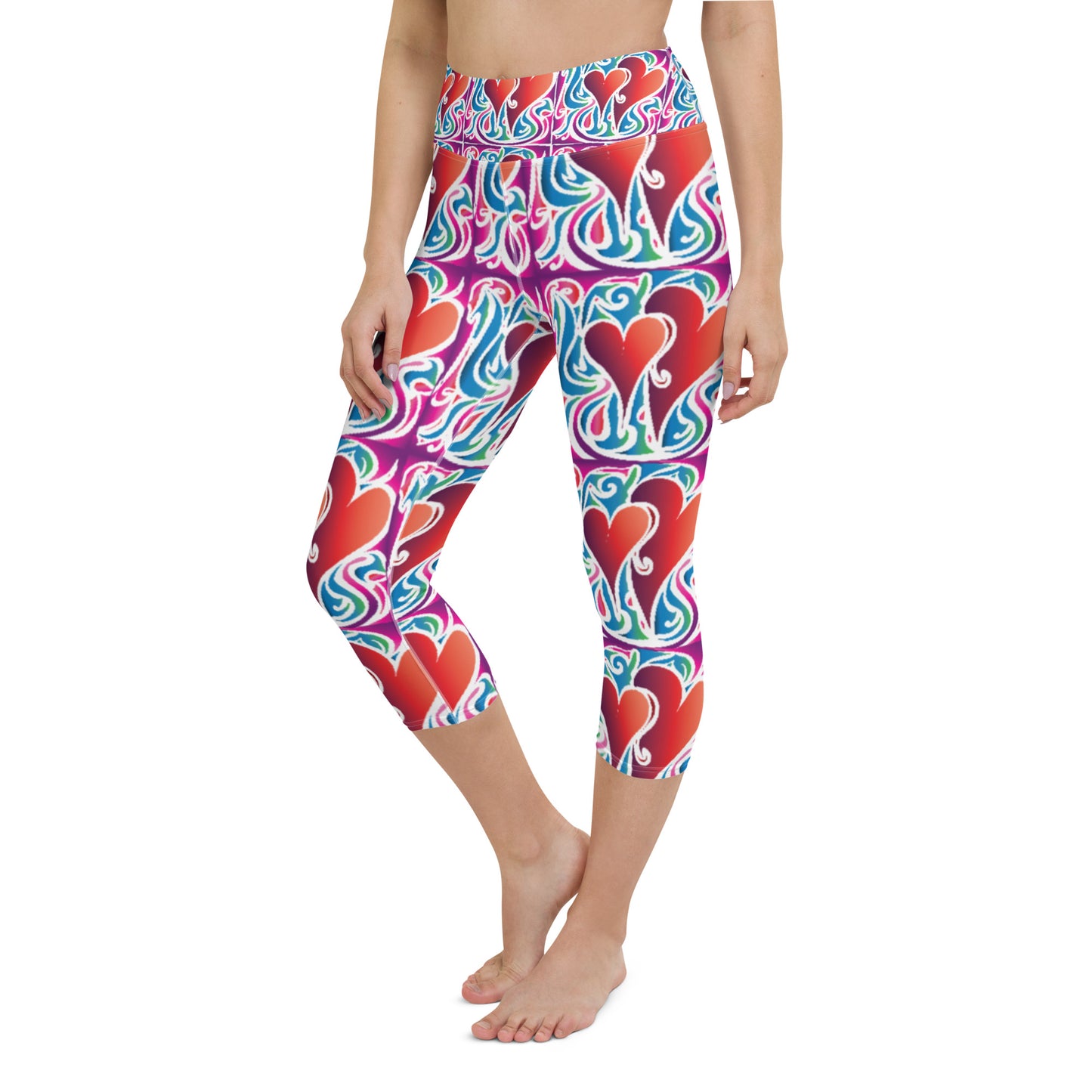 Yoga Capri Leggings - Two Hearts Design