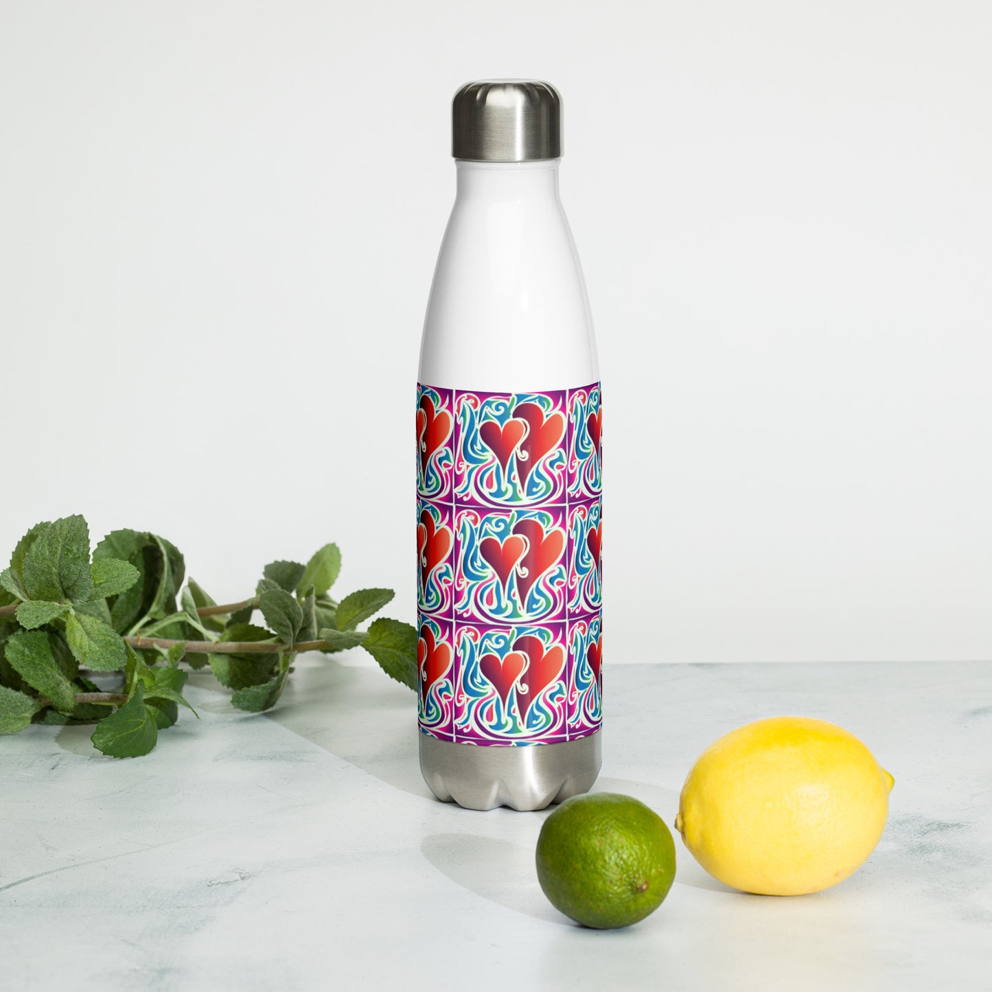 Stainless Steel Water Bottle - Two Hearts